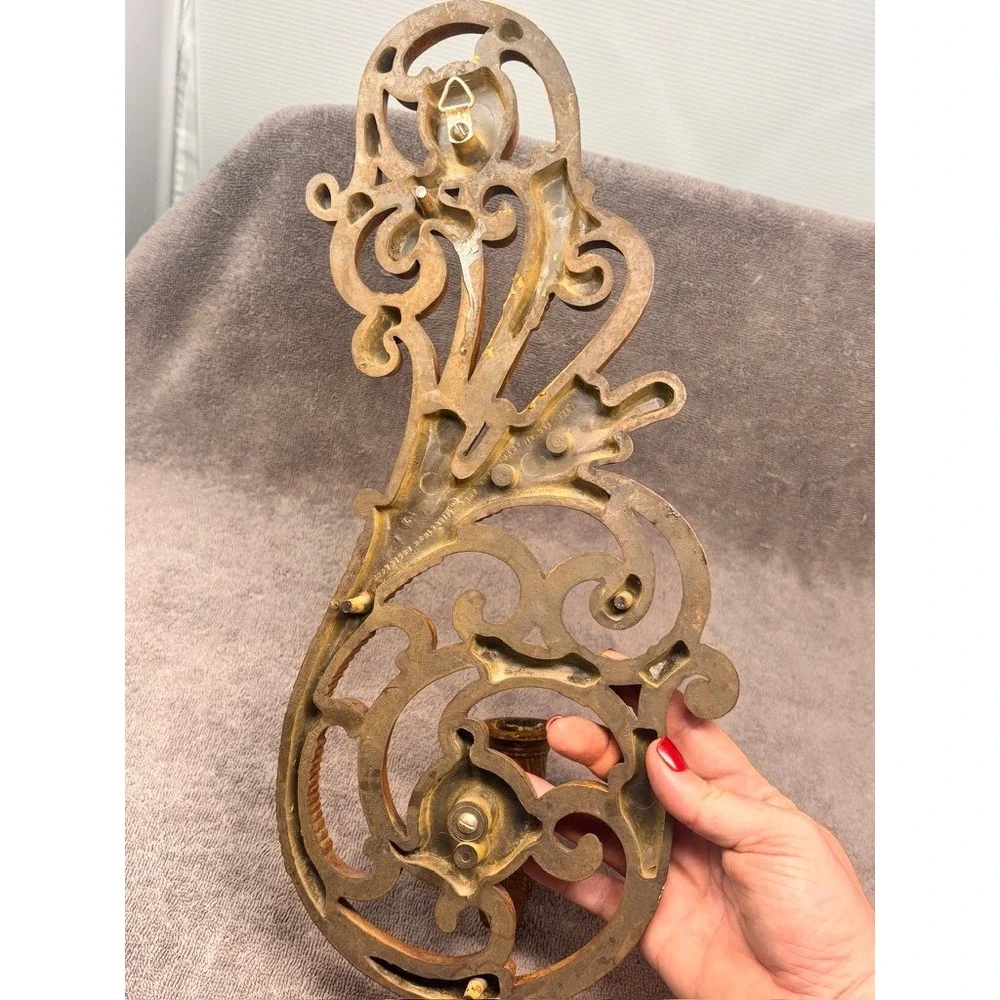 Vintage Syroco 3312 Faux Wood Wall Sconce Candle Holder 15.5